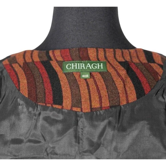Mens 40R Wool Vest Brown Red Green Abstract Waistcoat Formal Wedding Groom Party